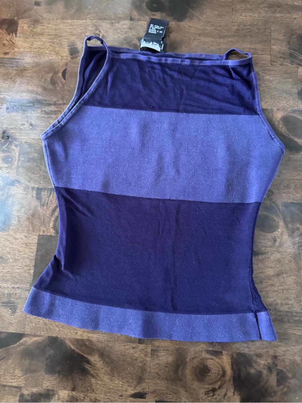 Vintage Y2K Bebe Striped Silk Blend Knit Short Cami Tank Top Purple S